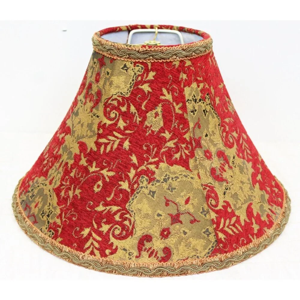Tapestry Lampshade Red Gold Lg Bell Decorative Fancy Velvet Baroque Victorian